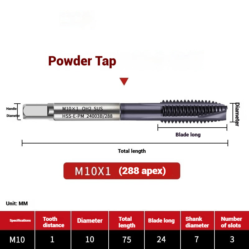 1112-Powder metallurgy machine taps stainless steel special taps apex high-speed steel screw tip taps taps silk work Shandong Denso Pricision Tools Co.,Ltd.